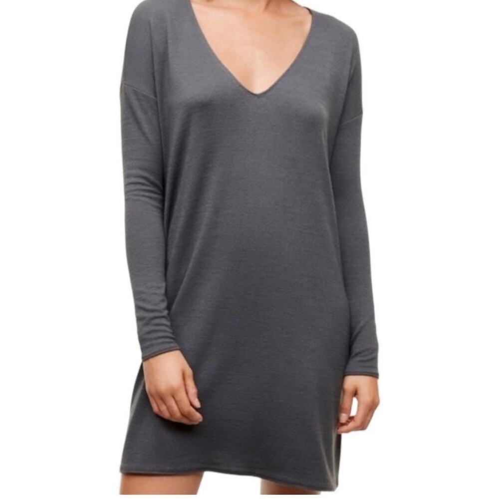Wilfred Free Gail Gray Long Sleeve Mini Dress Pockets XXS